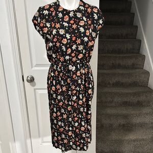 BRELI Original Vintage Floral Black Dress Size M